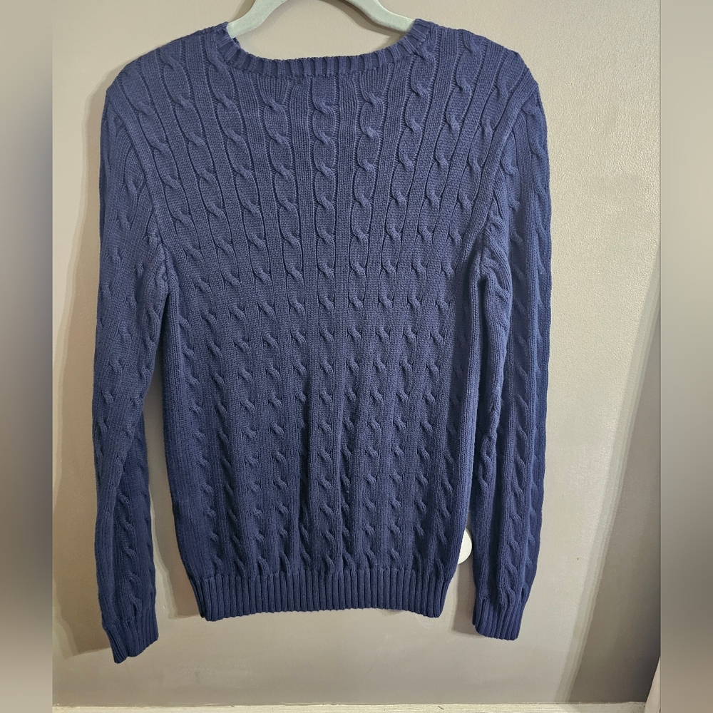 Ralph Lauren Ladies Navy Cable Knit Sweater - Picture 4 of 4